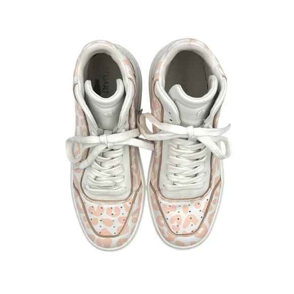 Stuart Weitzman Ryan Pink Rosewater Cheetah Leather High Top Fashion Sneakers - Picture 5 of 11